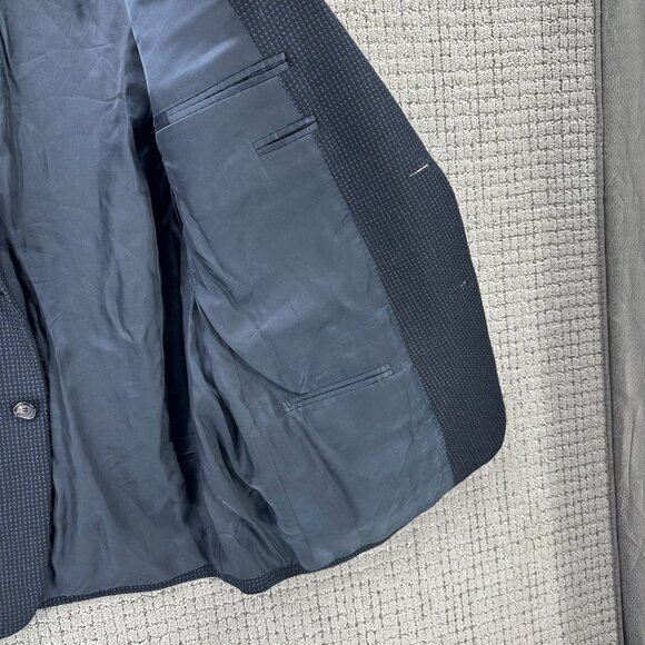 Zanella Italy Blazer Jacket Mens Size 42 Navy Blue Two Button Wool Lined Pockets - Picture 3 of 9